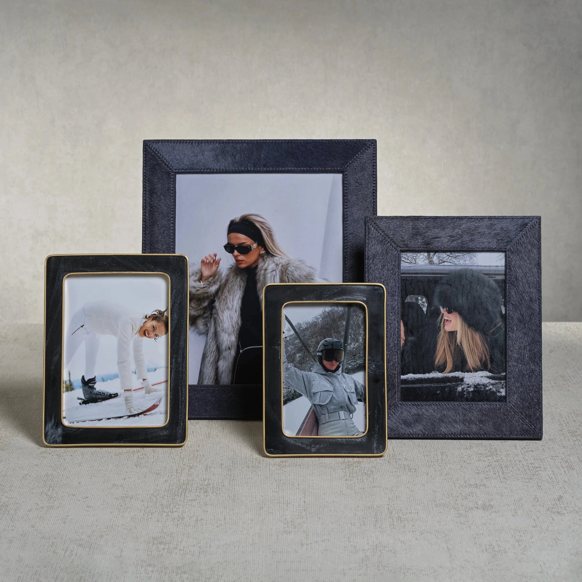 Zodax Marbled Black Resin Photo Frame with Antique Brass Trim Picture Frames