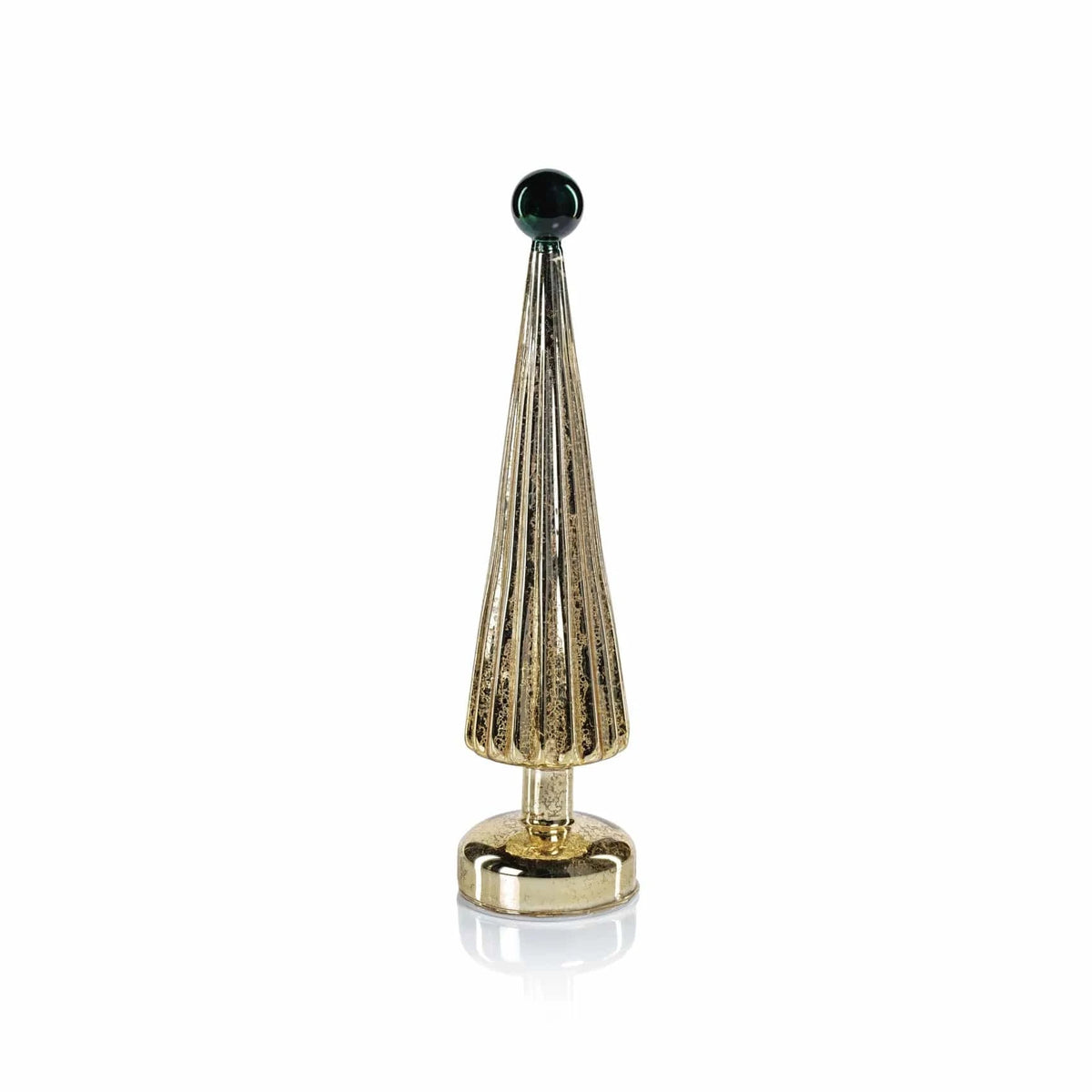 Zodax Medium LED Tree with Globe Finial - Gold with Green Seasonal & Holiday Decorations CH-7474