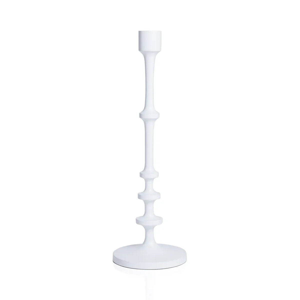 Zodax Medium Lilou Matt White Alloy Taper Holder Candle Holders IN-8075