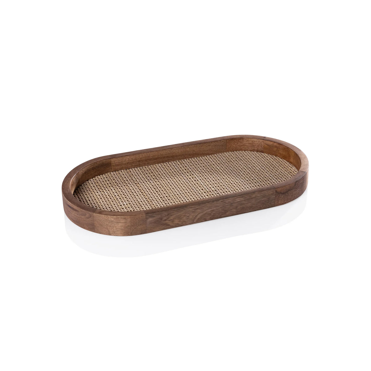 Zodax Medium Mango Wood with Rattan Inlay Oval Tray Tray IN-8220