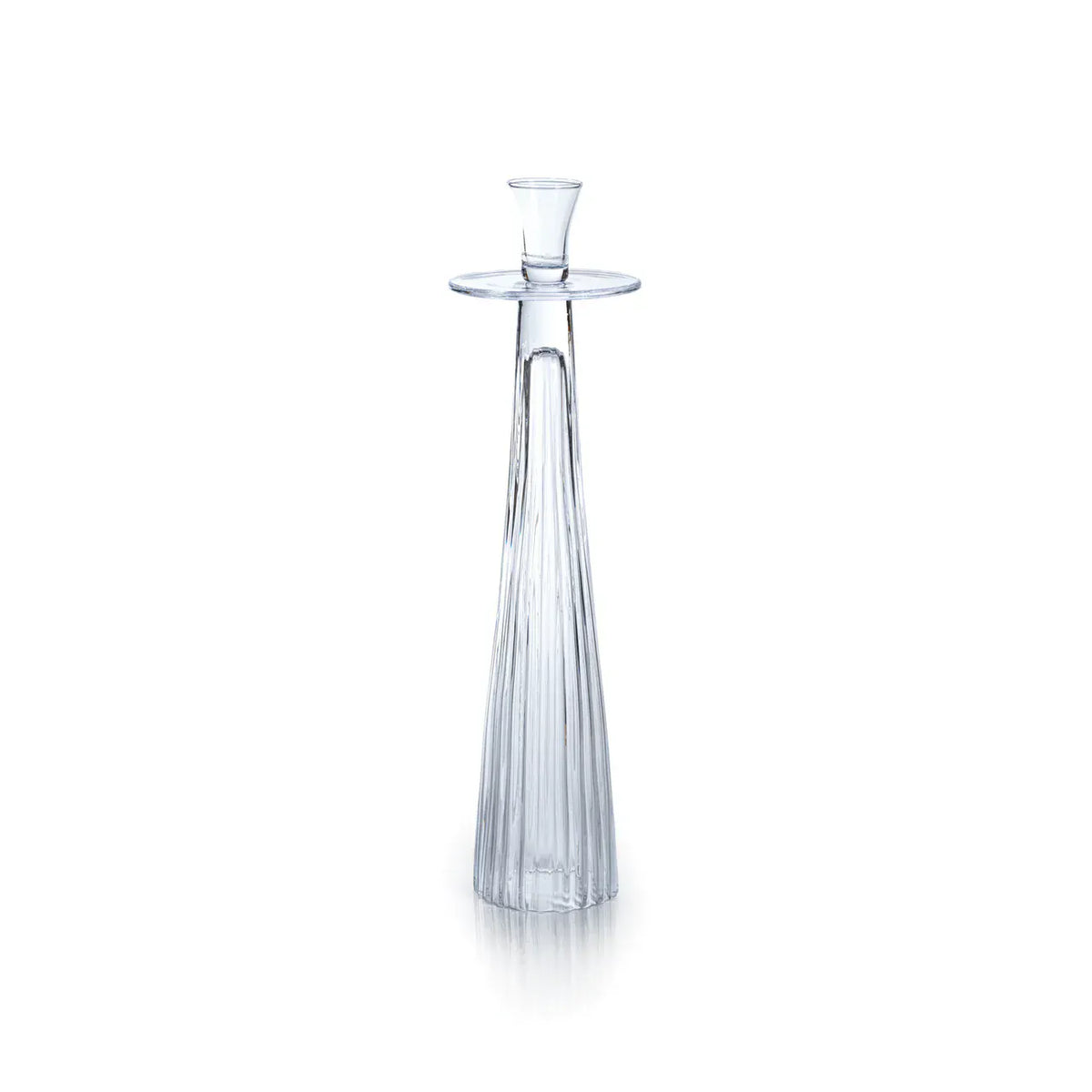 Zodax Medium Tall Ribbed Glass Taper Holder - Clear Candle Holders POL-1259