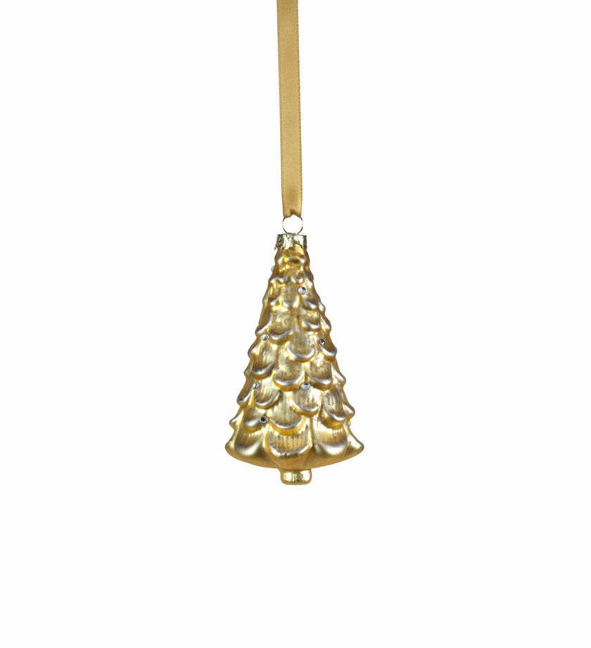 Metallic Frosted Glass Tree Ornament - Gold