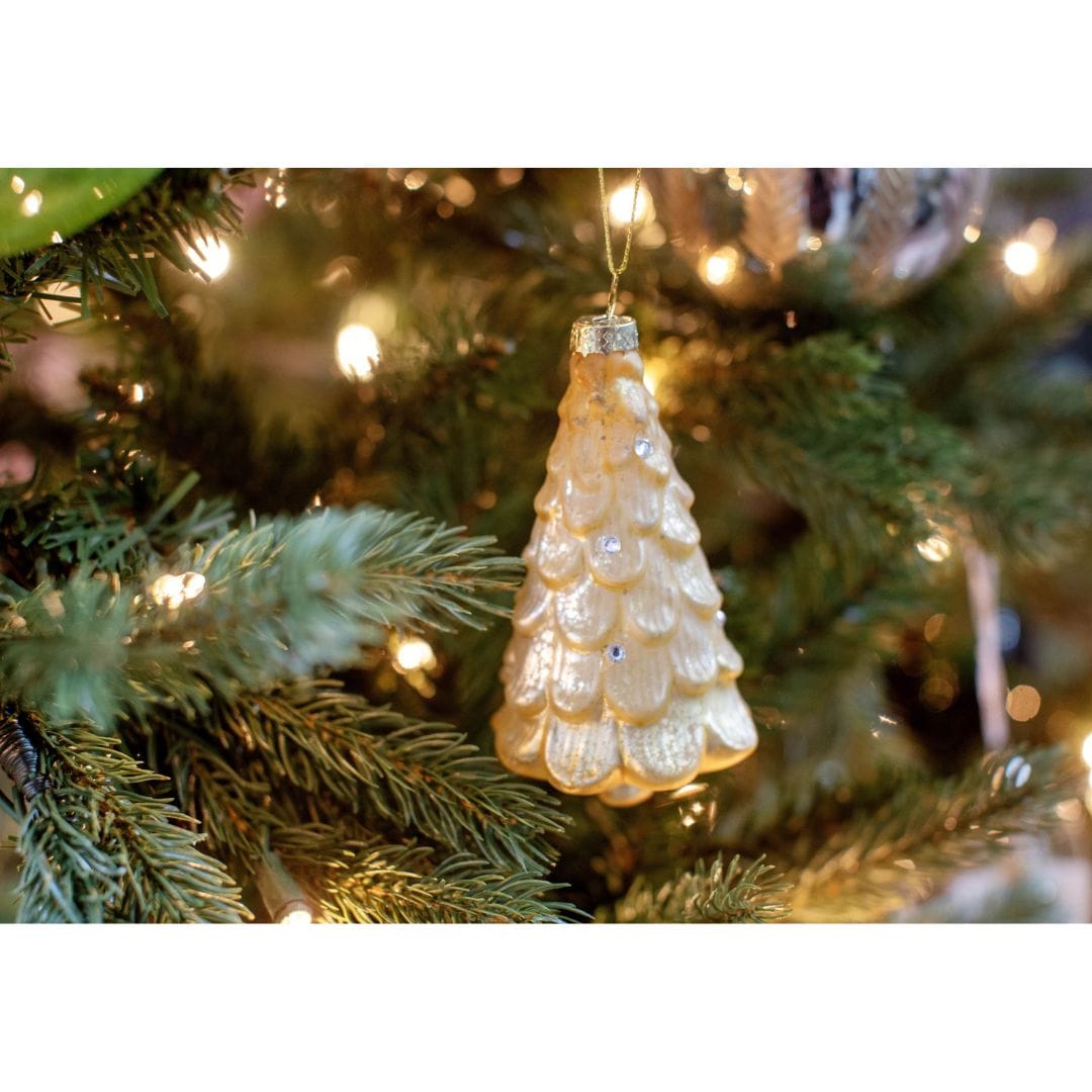 Zodax Metallic Frosted Glass Tree Ornament - Gold Holiday Ornaments CH-7055