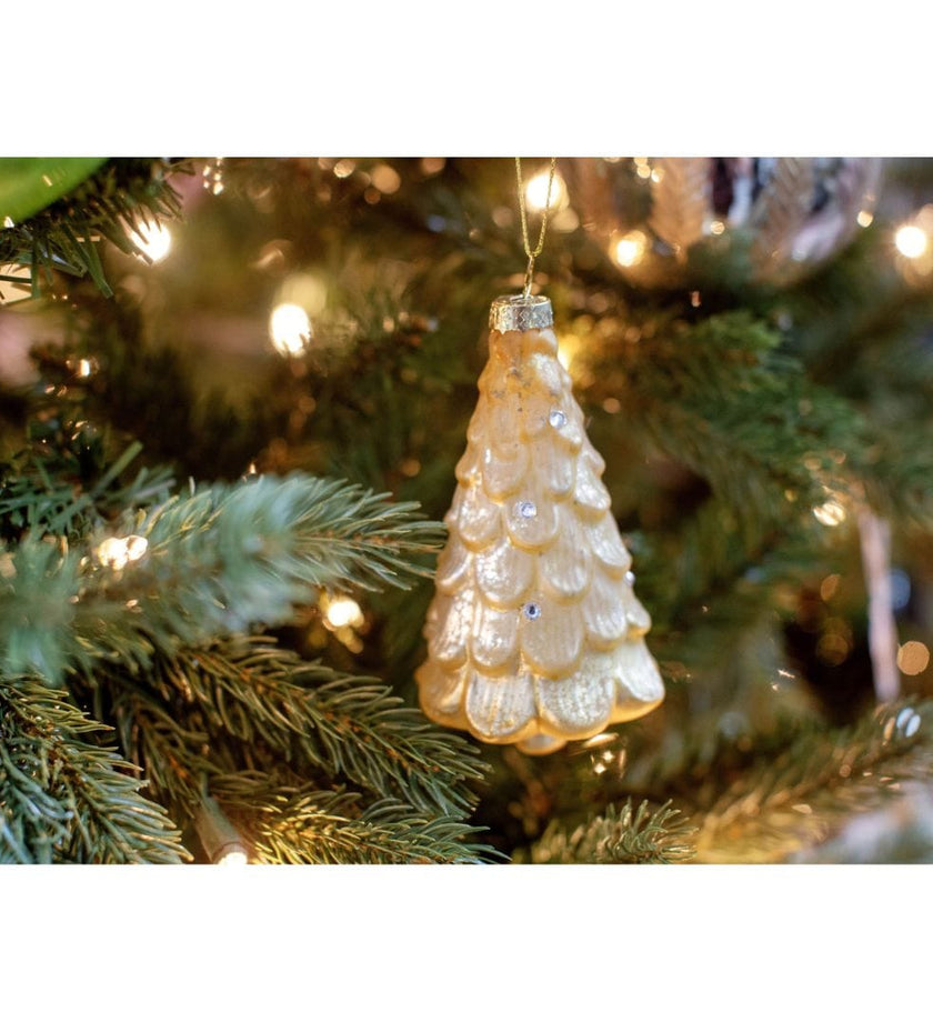 Metallic Frosted Glass Tree Ornament - Gold - secondary
