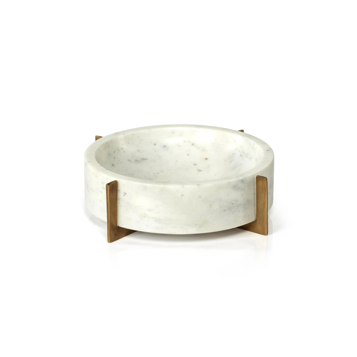 Zodax Nairobi White Marble Bowl on Brass Base Bowls IN-7171