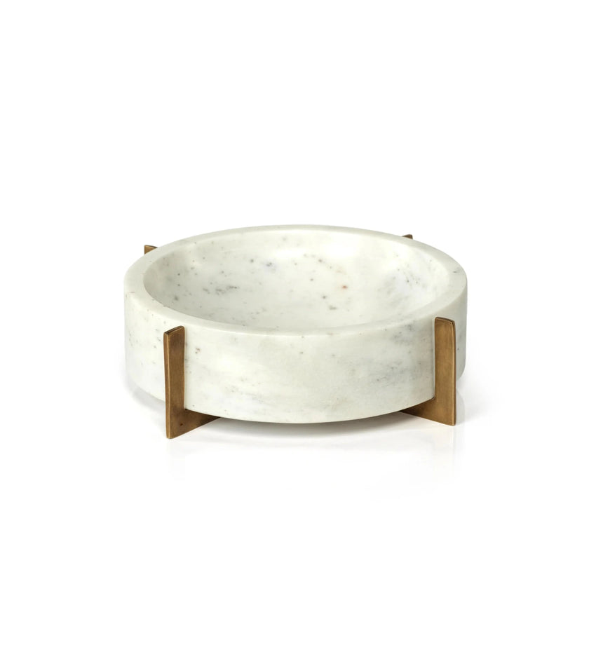 Nairobi White Marble Bowl on Brass Base