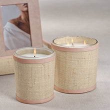 Zodax Natural Raffia Candle with Leather Trim Candles