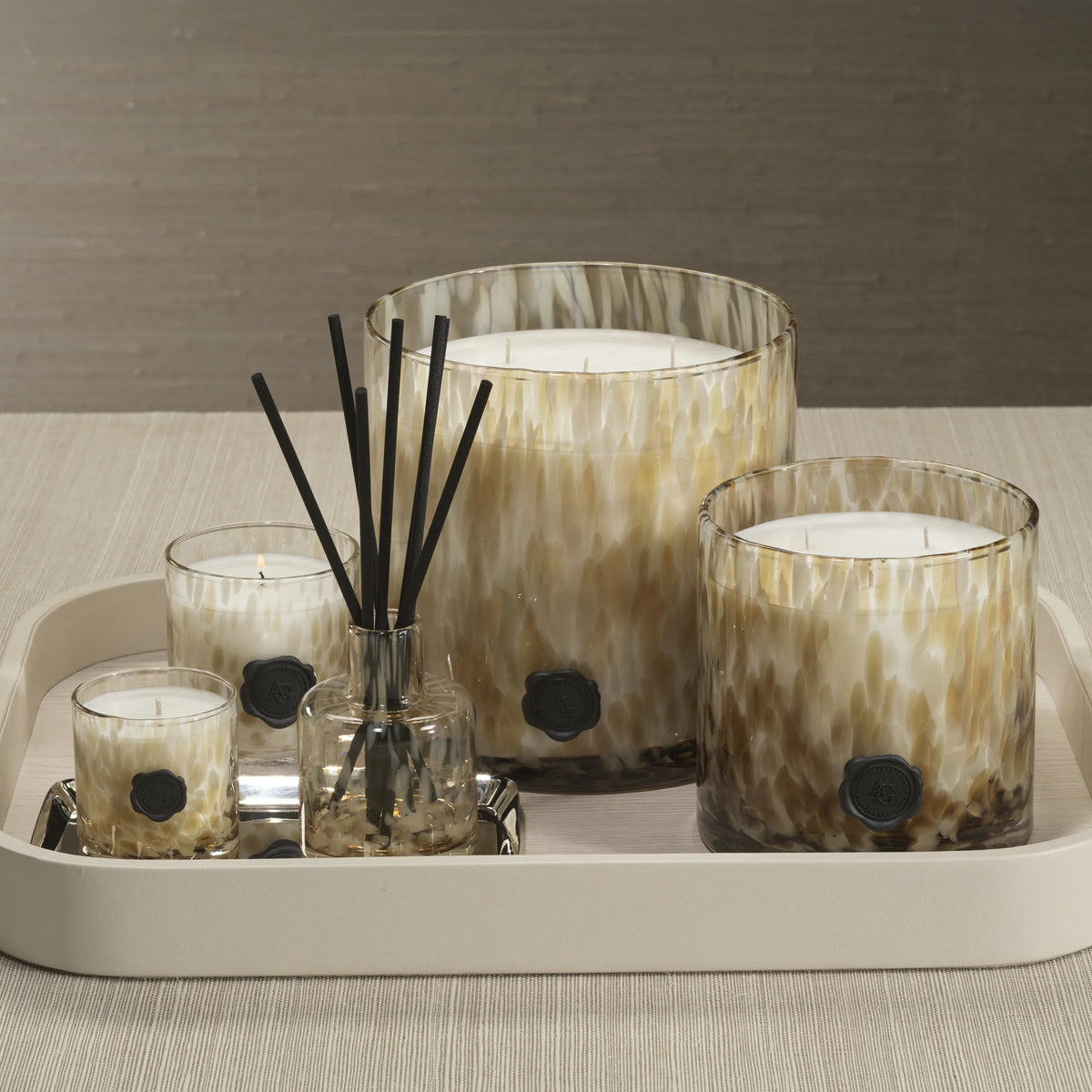 Zodax Opal Glass Reed Diffuser - Light Mocha: Javanese Vetiver Diffusers CH-7696