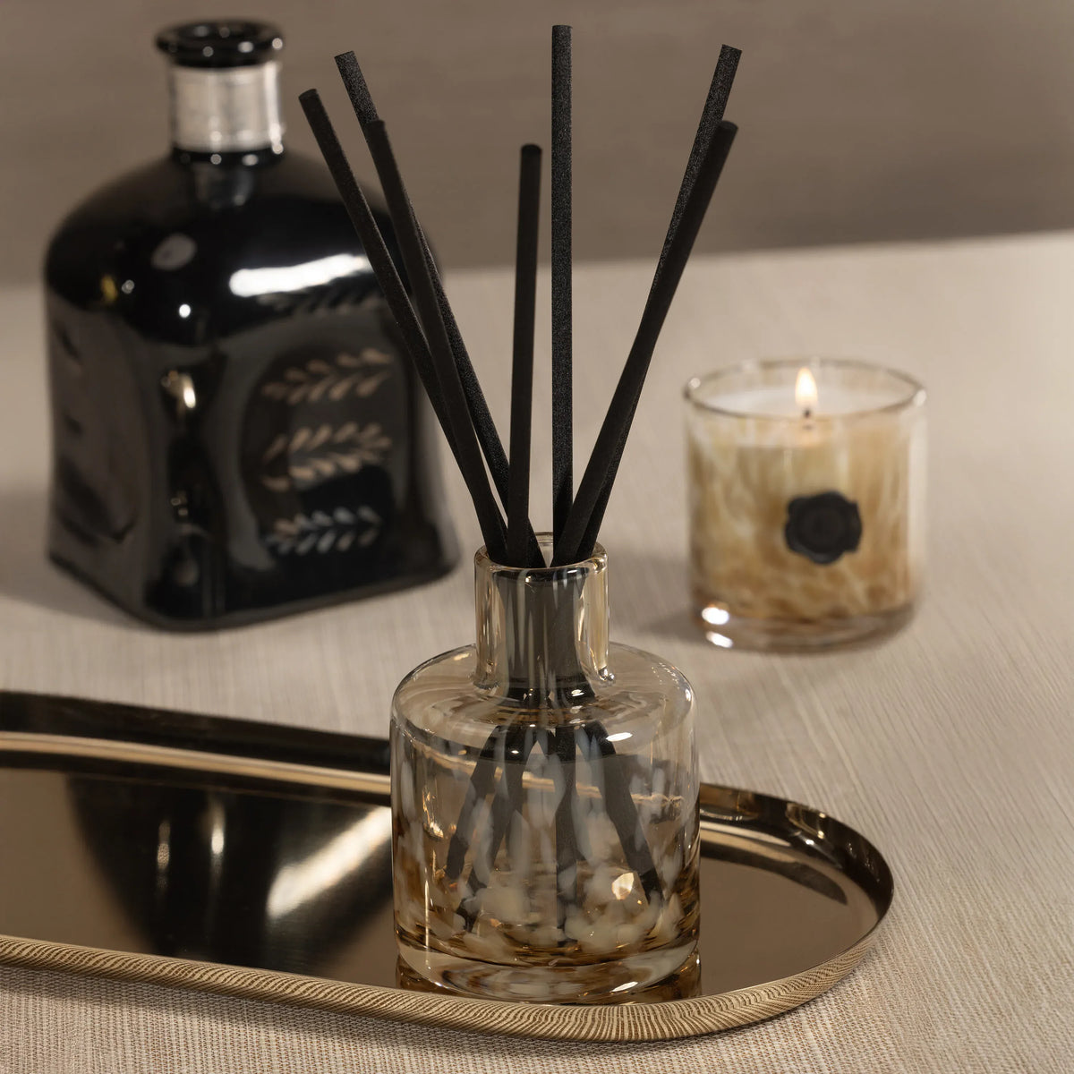 Zodax Opal Glass Reed Diffuser - Light Mocha: Javanese Vetiver Diffusers CH-7696