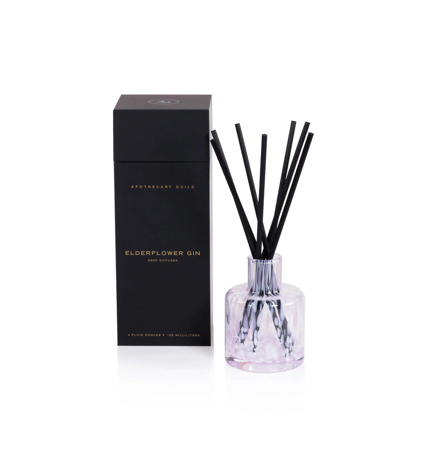 Opal Glass Reed Diffuser - White & Lilac: Elderflower Gin