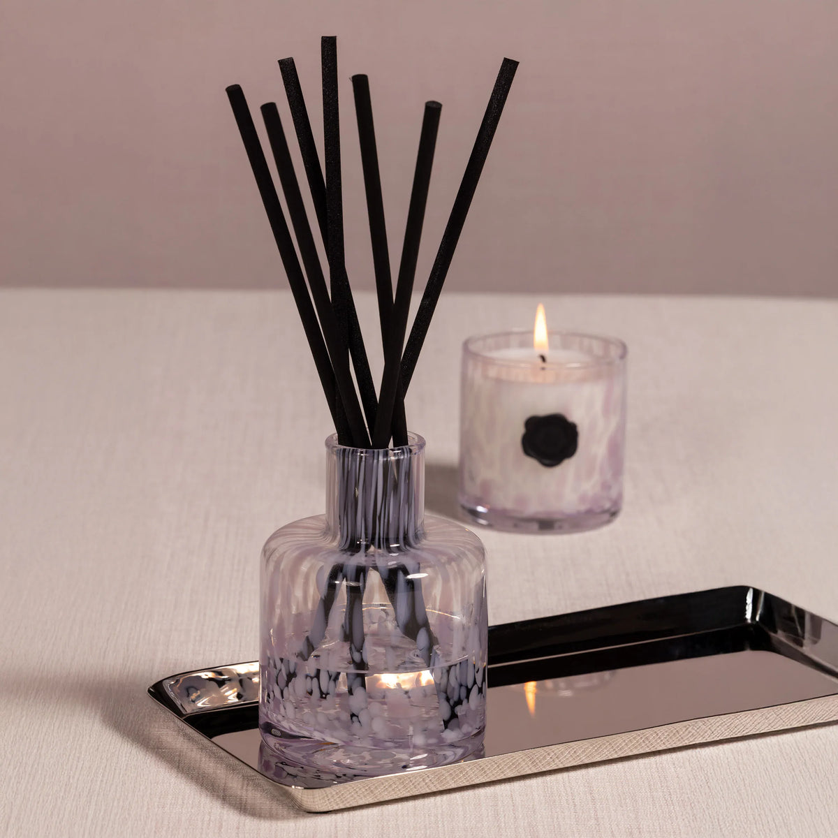 Zodax Opal Glass Reed Diffuser - White & Lilac: Elderflower Gin Diffusers CH-7698