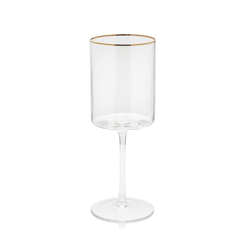 Zodax Optic Red Wine Glass with Gold Rim Glass CH-6548