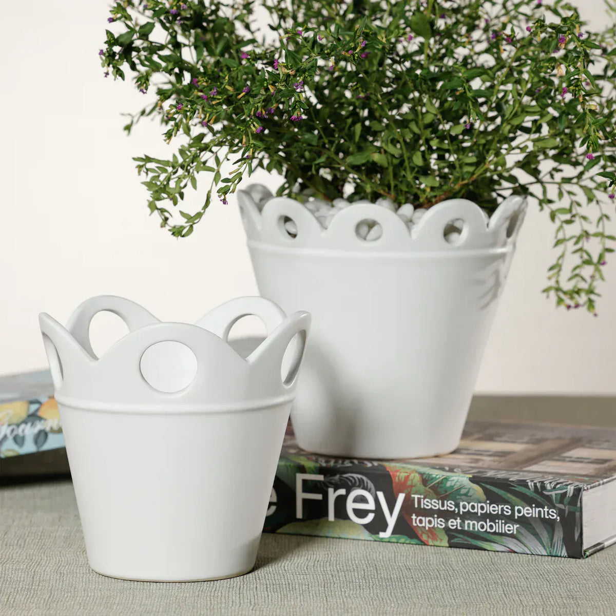 Zodax Petal Rim Flower Pot - White Pots & Planters