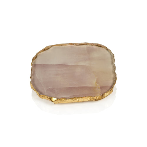 Zodax Pink Agate Coaster with Gold Rim CH-5956
