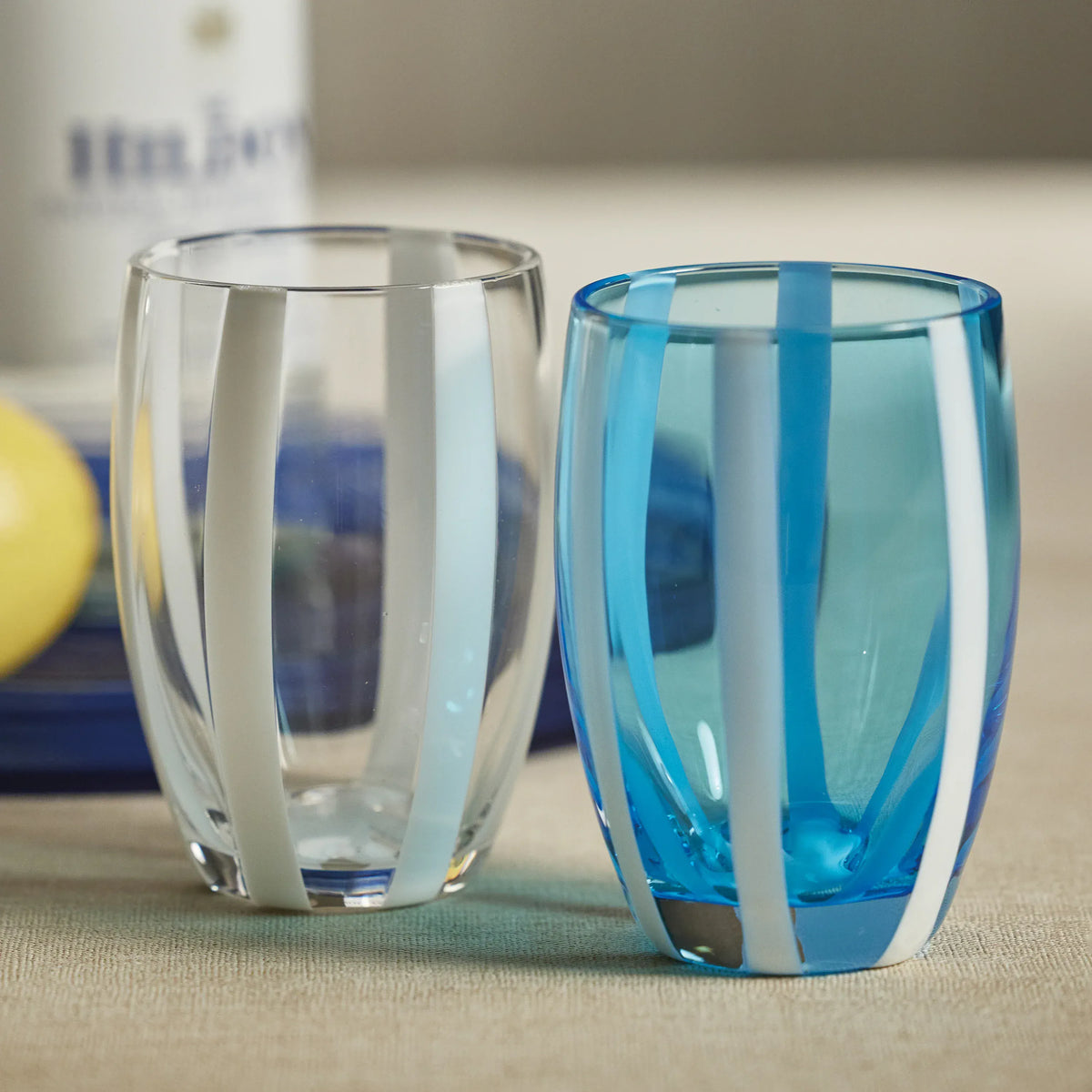 Zodax Portofino Stemless Glass with Stripes Glassware CH-6742