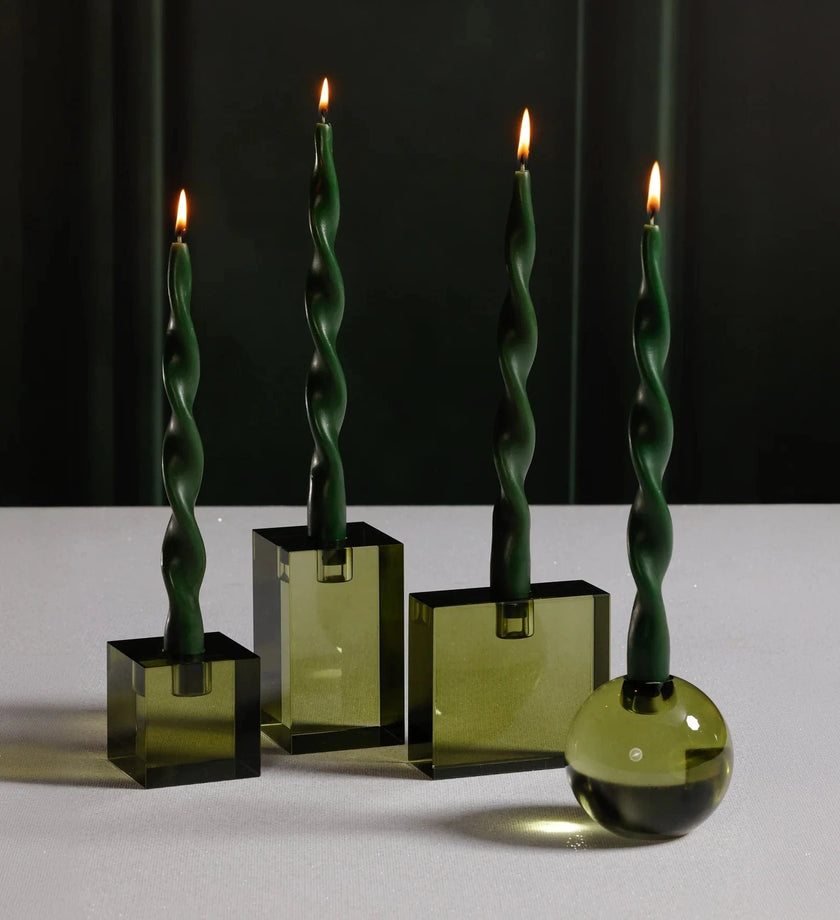 Round Crystal Glass Taper Holder - secondary