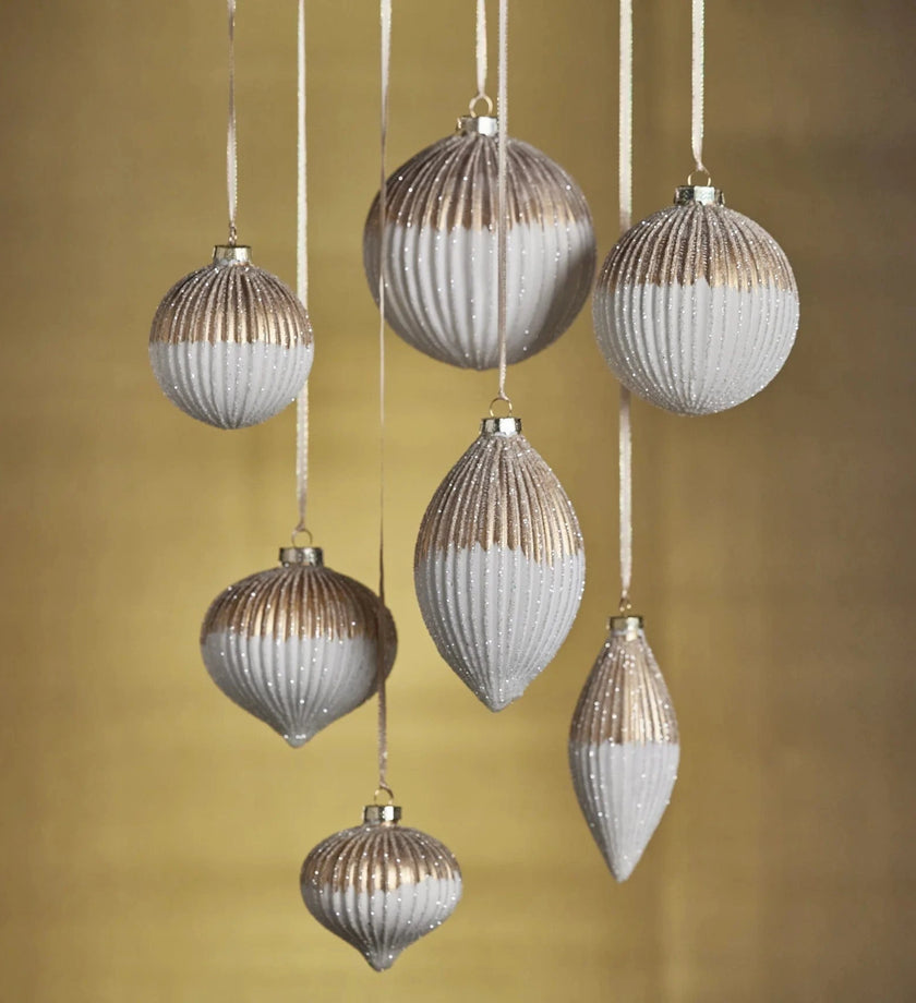 Ribbed Two-Toned Glass Ball Ornament - secondary