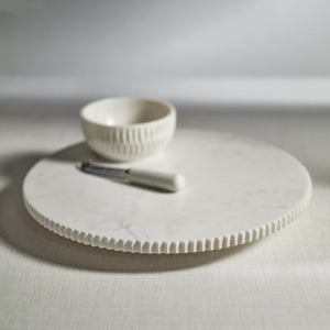 Zodax Ribbed White Marble Lazy Susan Kitchen & Dining IN-7583