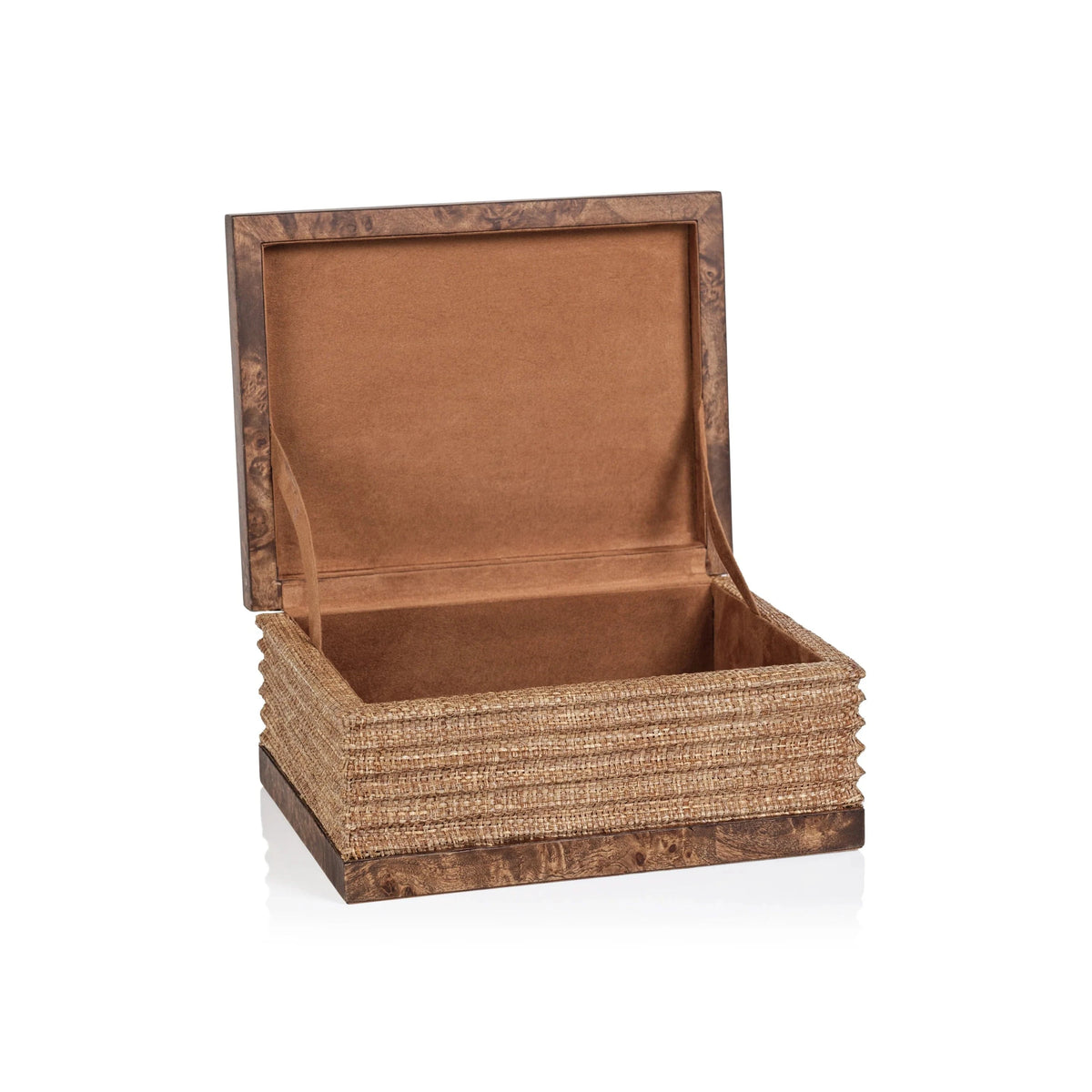 Zodax Rosso Burl Wood and Raffia Box Boxes