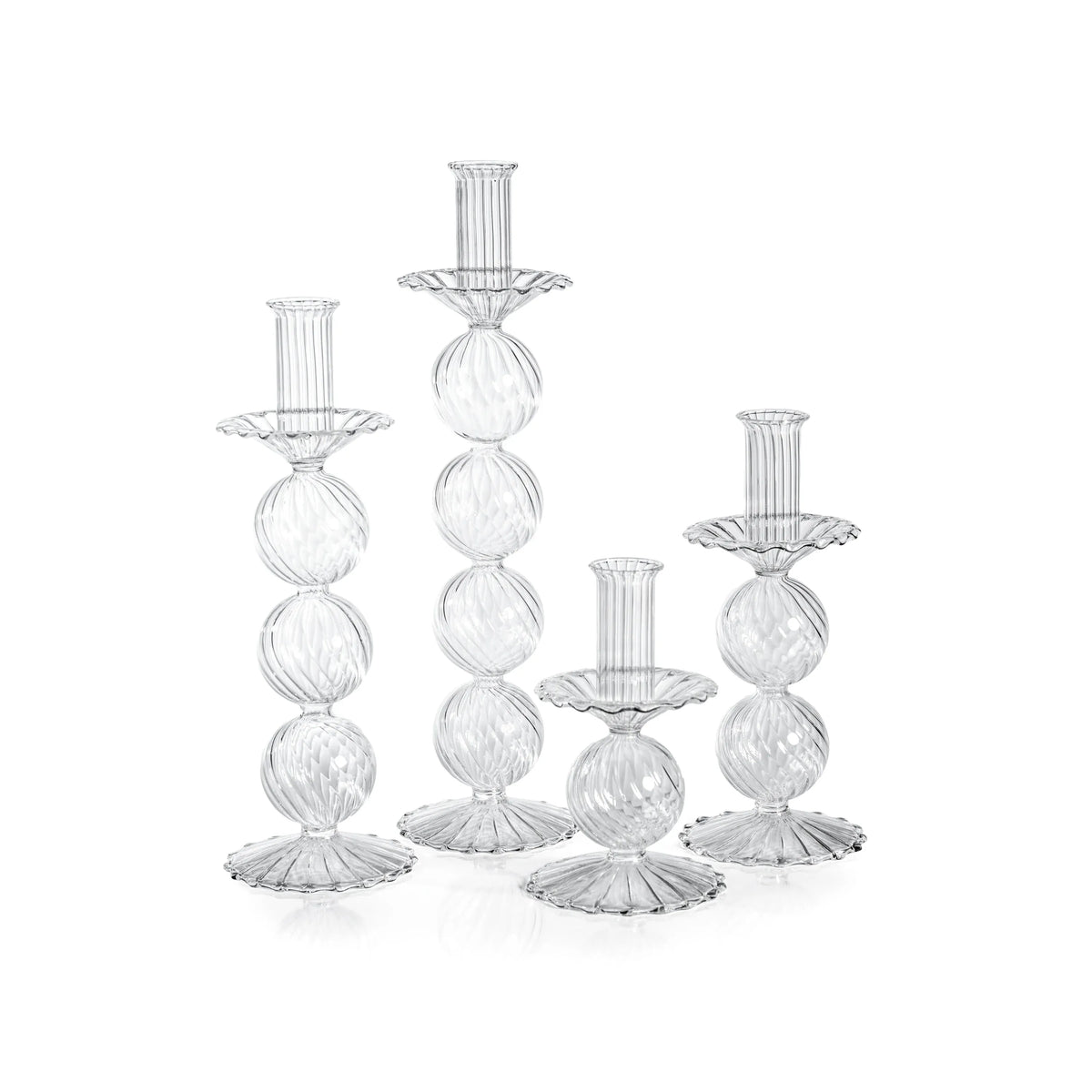 Zodax San Marco Swirl Glass Taper Holder Candle Holders