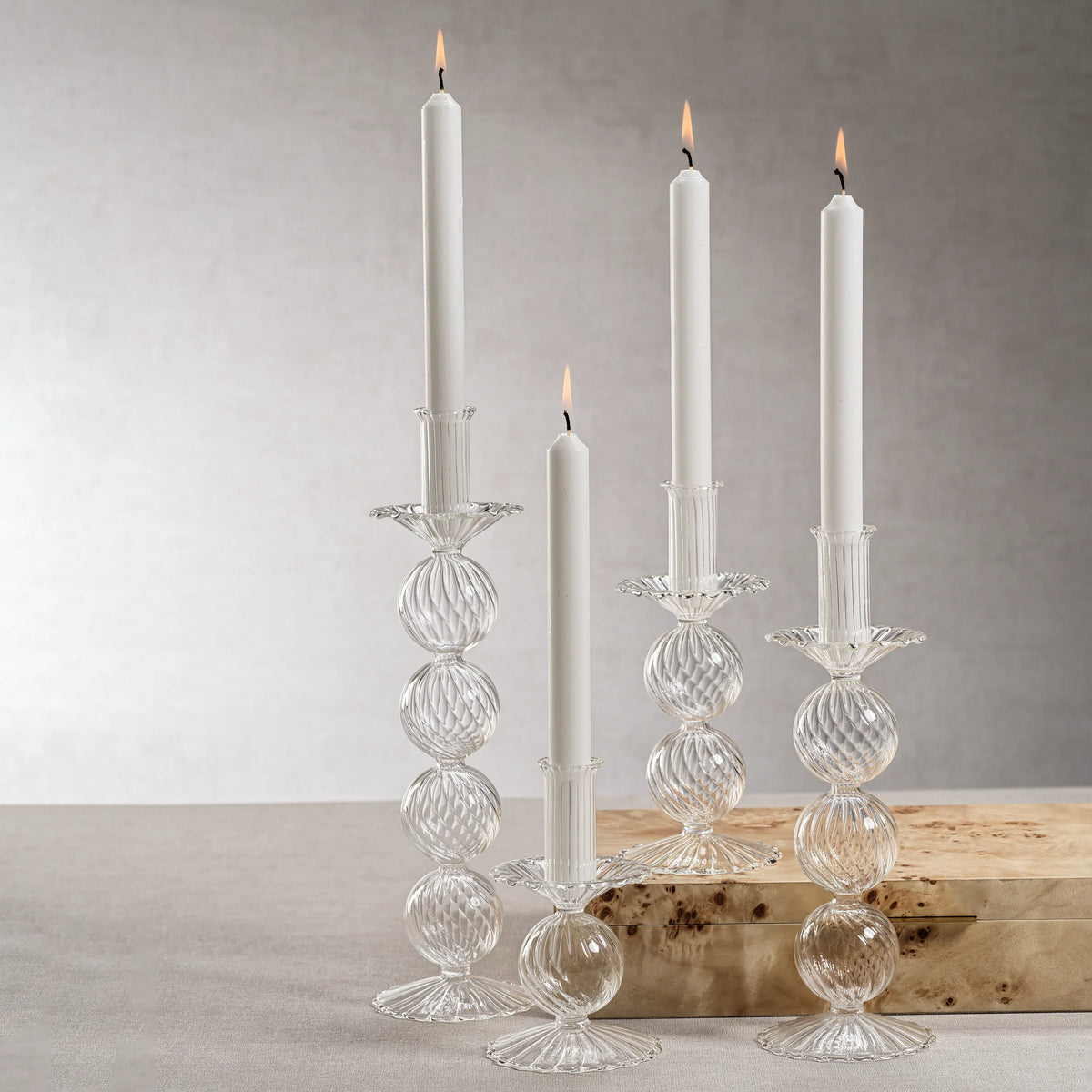 Zodax San Marco Swirl Glass Taper Holder Candle Holders
