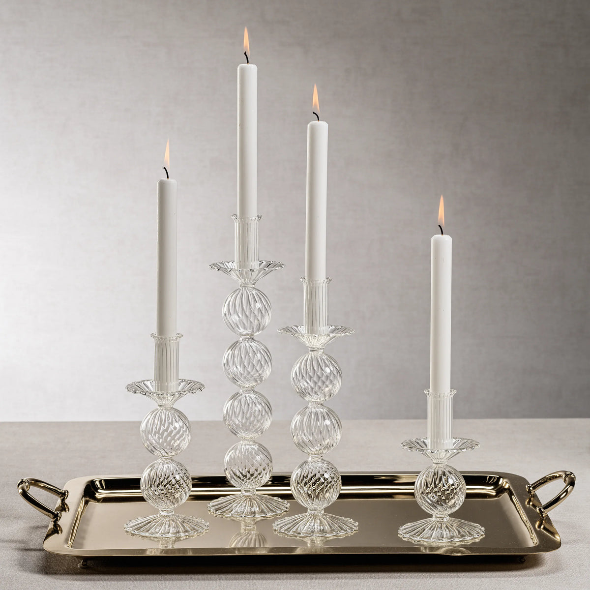 Zodax San Marco Swirl Glass Taper Holder Candle Holders