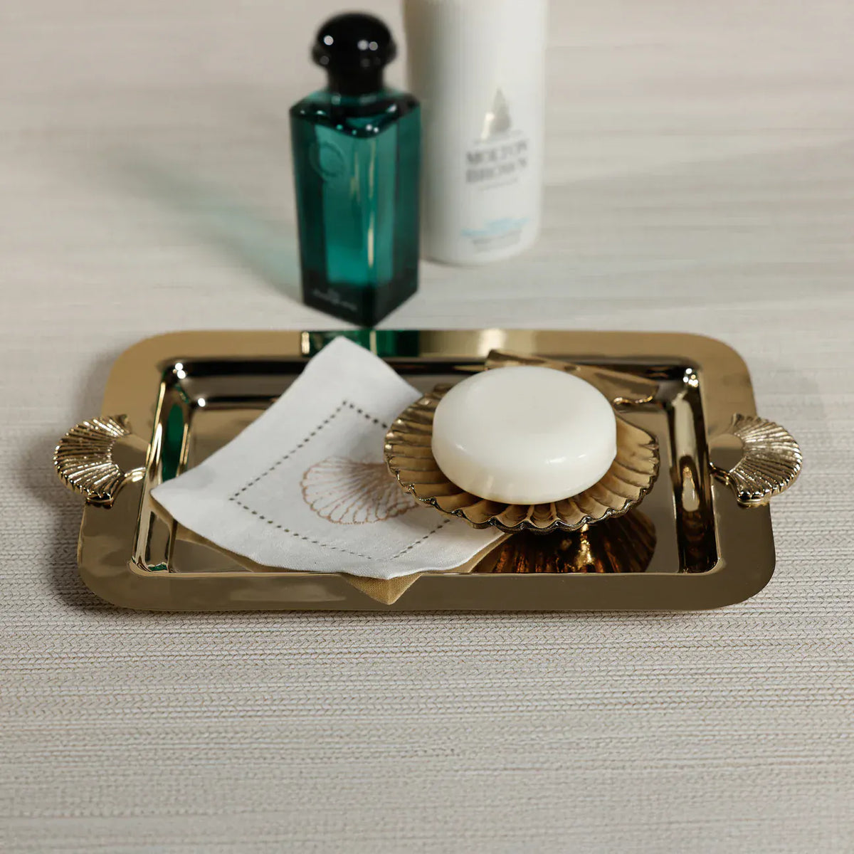 Zodax Sanibel Shell Tray - Raw Gold Aluminum Decorative Trays IN-8495