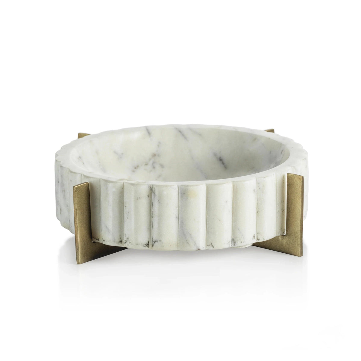Boel Metal Stack Scalloped Marble Bowl on Metal Stand – Megan Molten