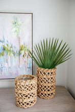 Zodax Seagrass Open Weave Hurricane With Glass Insert Vases