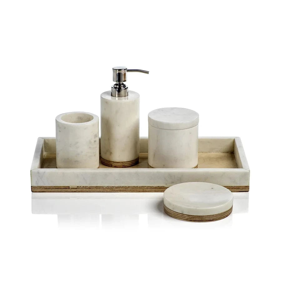 Zodax Singita Marble and Balsa Wood Bathroom Soap Dish Soap Dishes & Holders IN-6798
