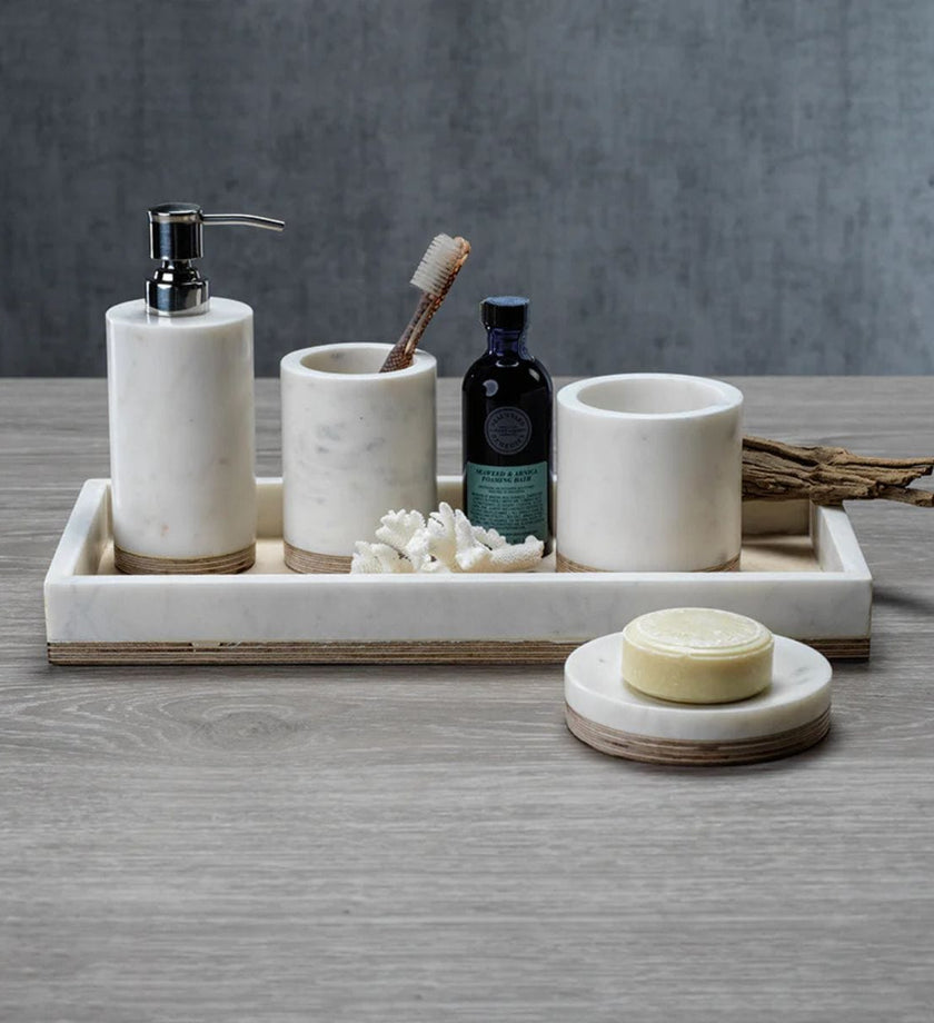 Singita Marble and Balsa Wood Bathroom Vanity Tray - secondary