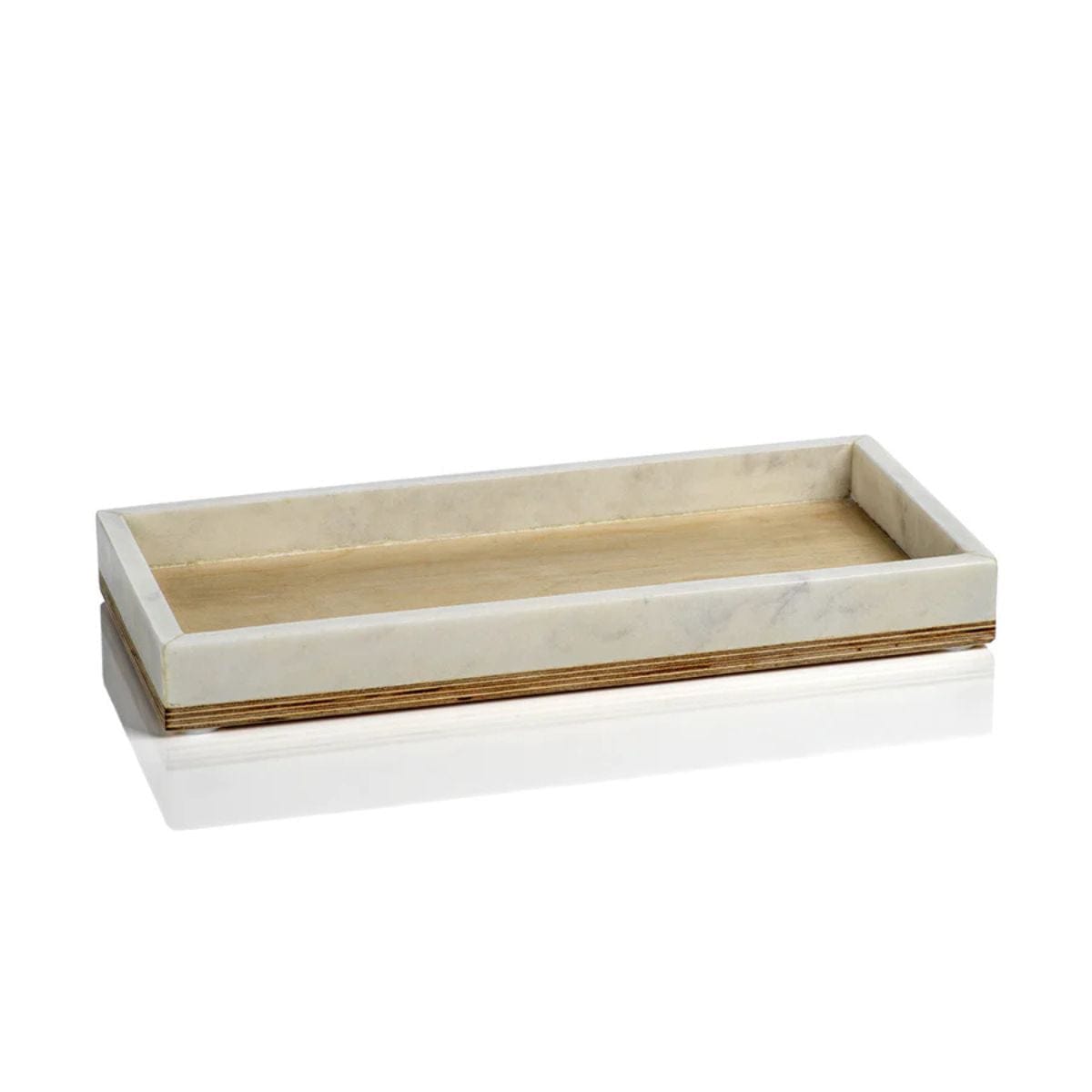 Zodax Singita Marble and Balsa Wood Bathroom Vanity Tray Decorative Trays IN-6795