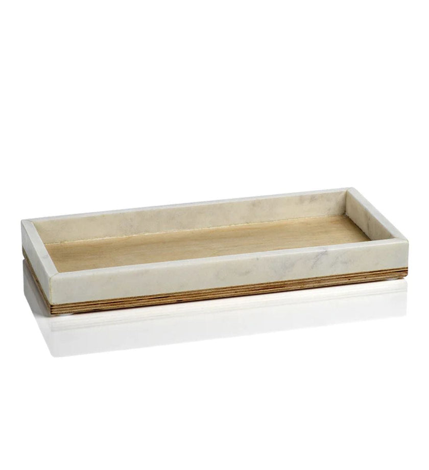Singita Marble and Balsa Wood Bathroom Vanity Tray