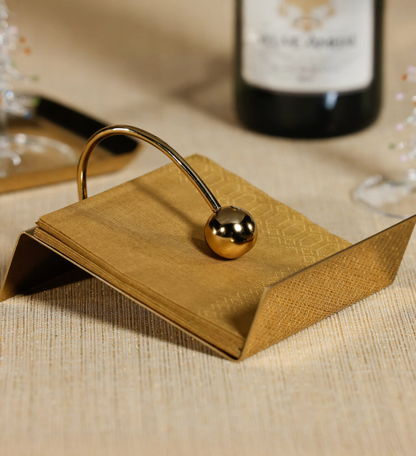 Sleek Cocktail Napkin Holder - Polished Gold - secondary