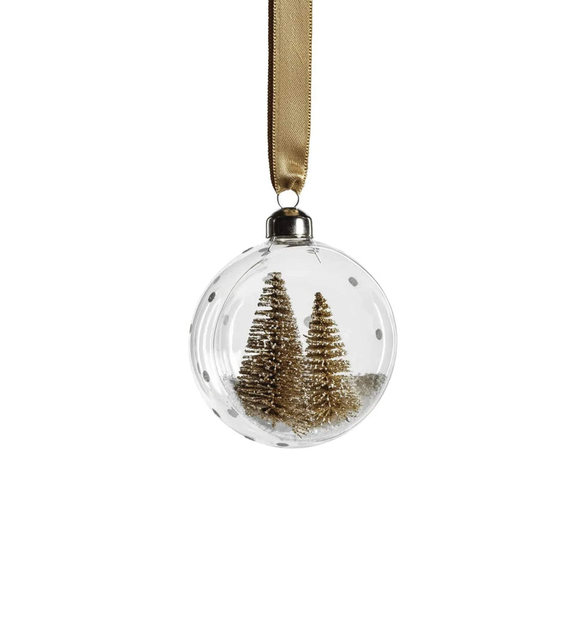 Clear Glass Ornament with Pine Trees