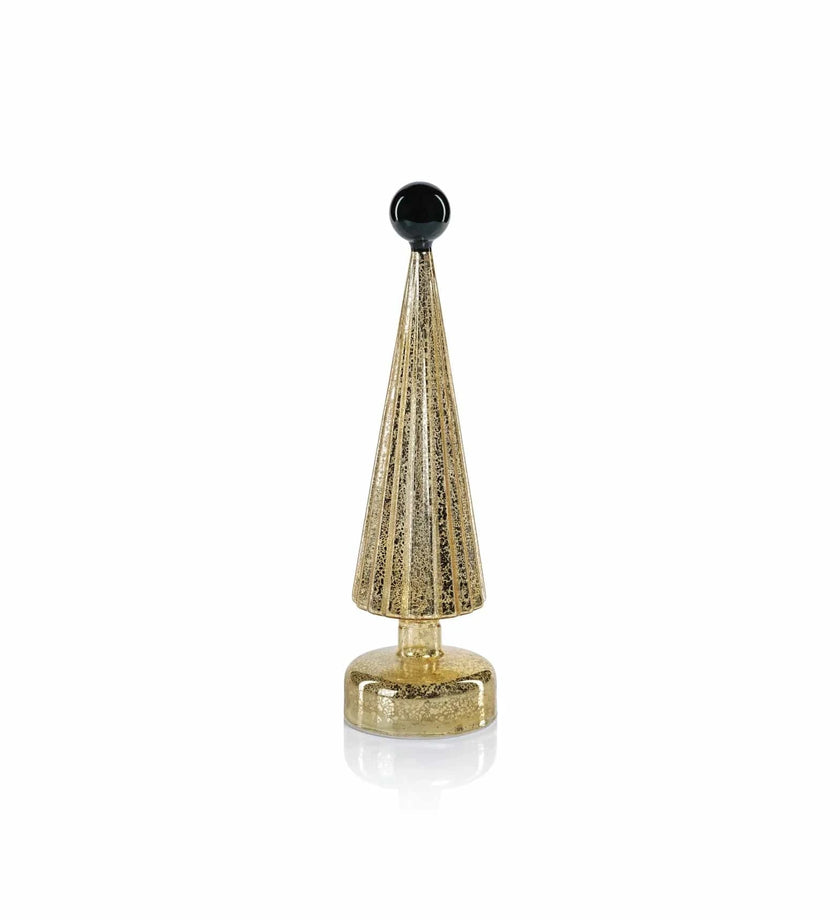 LED Tree with Globe Finial - Gold with Green