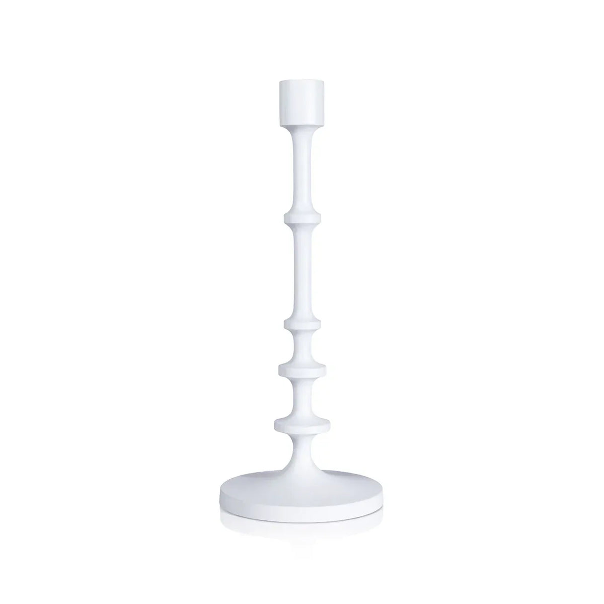 Zodax Small Lilou Matt White Alloy Taper Holder Candle Holders IN-8074