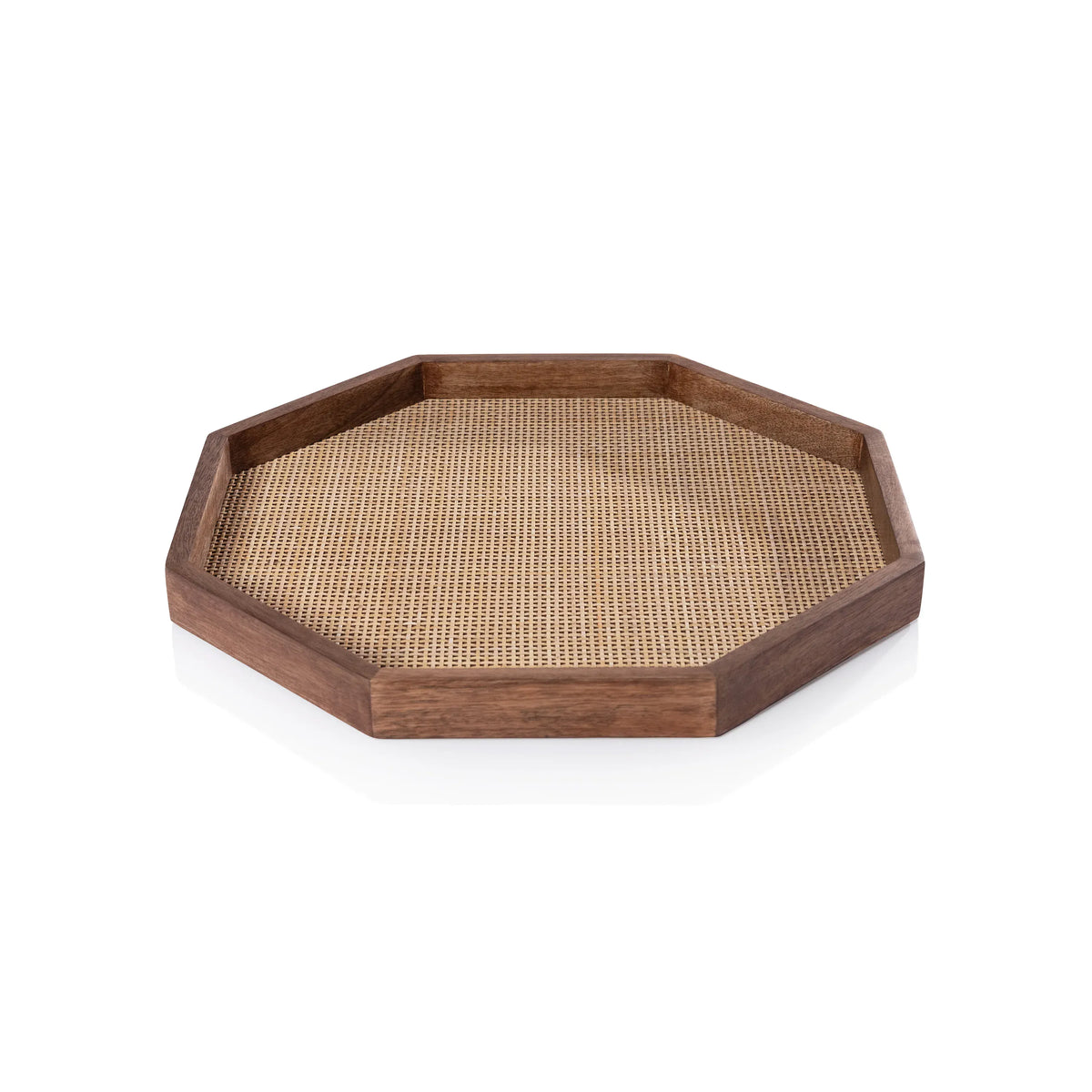 Zodax Small Mango Wood with Rattan Inlay Octagonal Tray Tray IN-8217