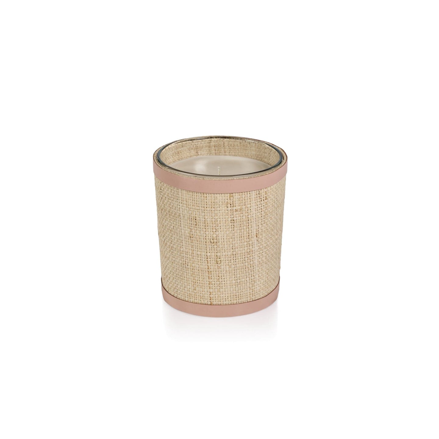 Zodax Small Natural Raffia Candle with Leather Trim Candles IG-2874