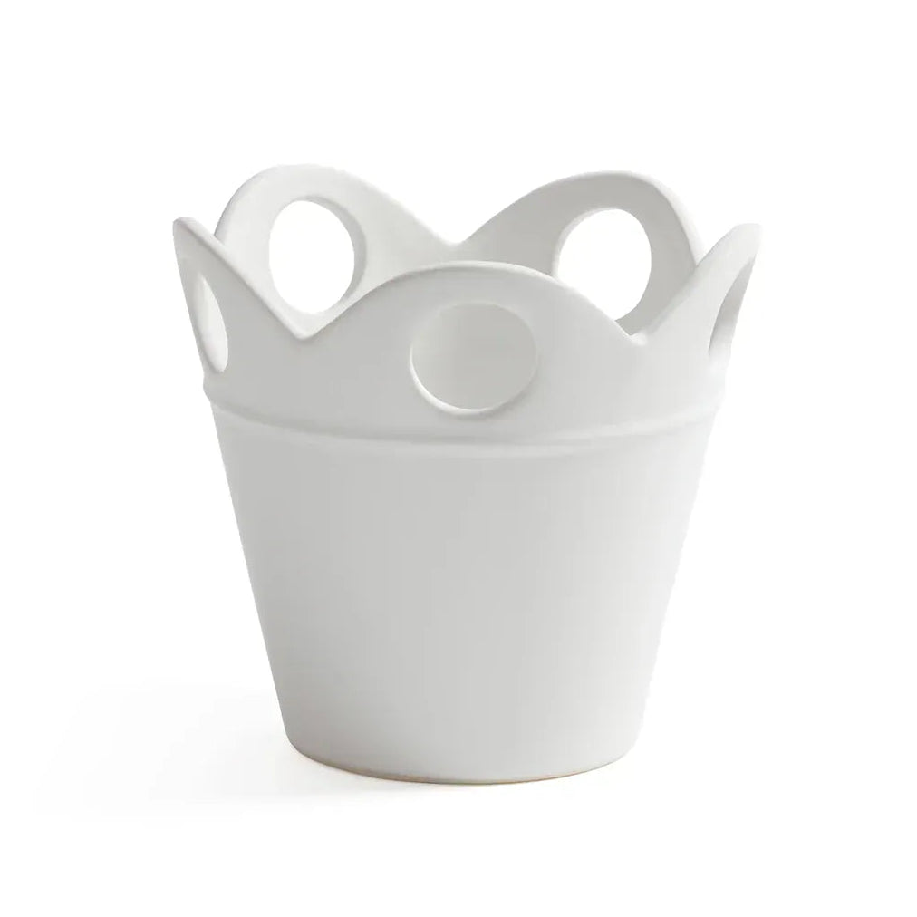 Zodax Small Petal Rim Flower Pot - White Pots & Planters CH-8246