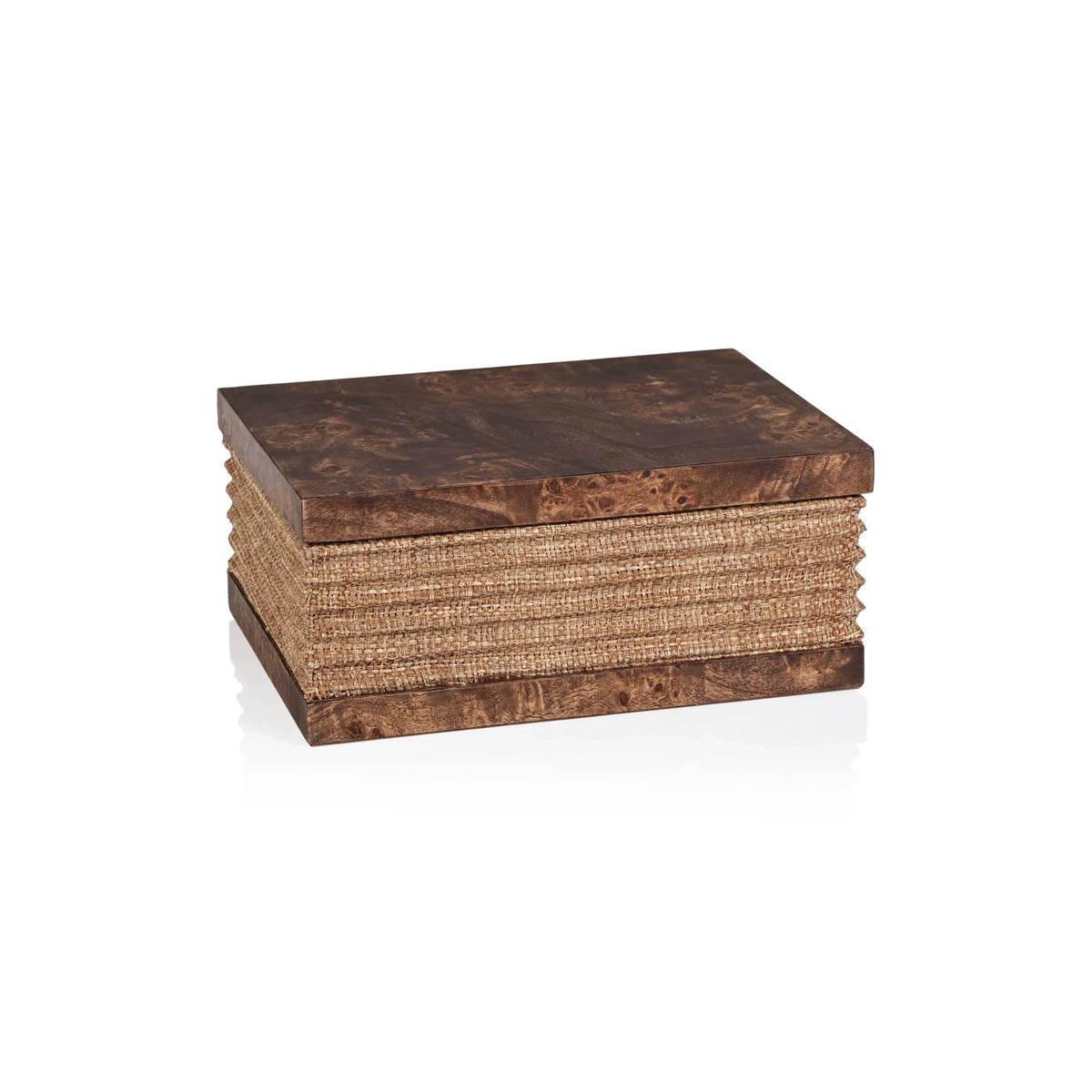 Zodax Small Rosso Burl Wood and Raffia Box Boxes IN-8018