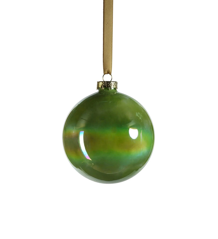 Solid Luster Glass Ball Ornament - Green