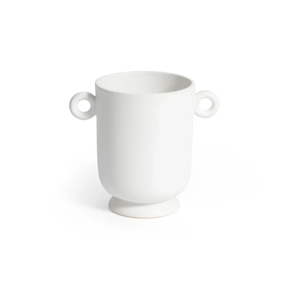 Zodax Small White Ceramic Planter / Vase with Loop Handles Pots & Planters CH-8253
