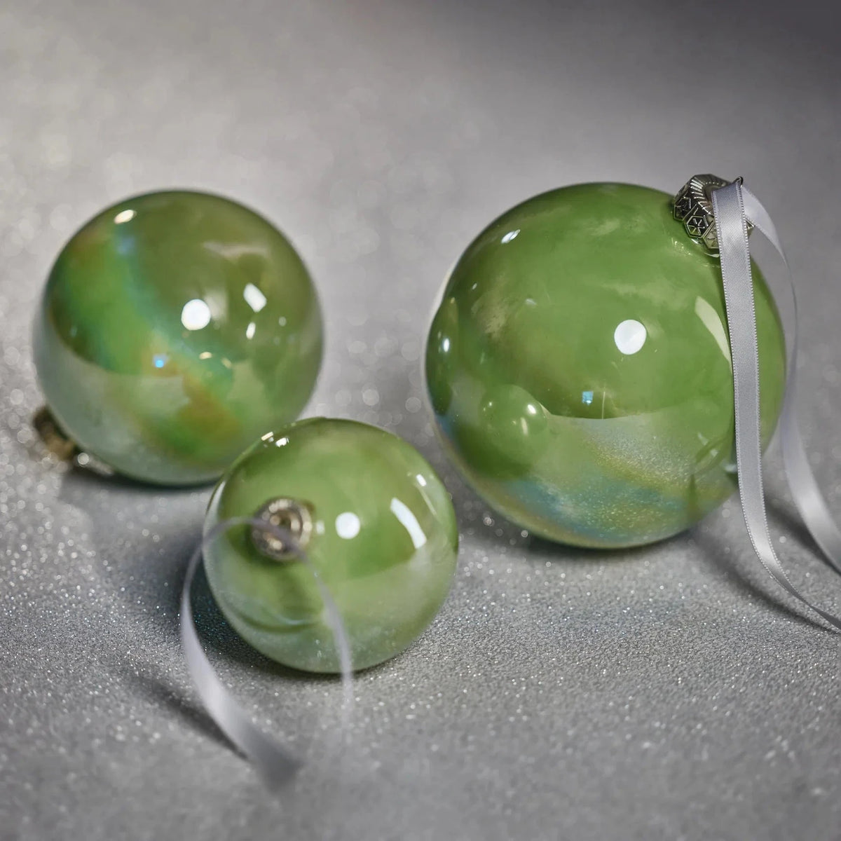 Zodax Solid Luster Glass Ball Ornament - Green Holiday Ornaments