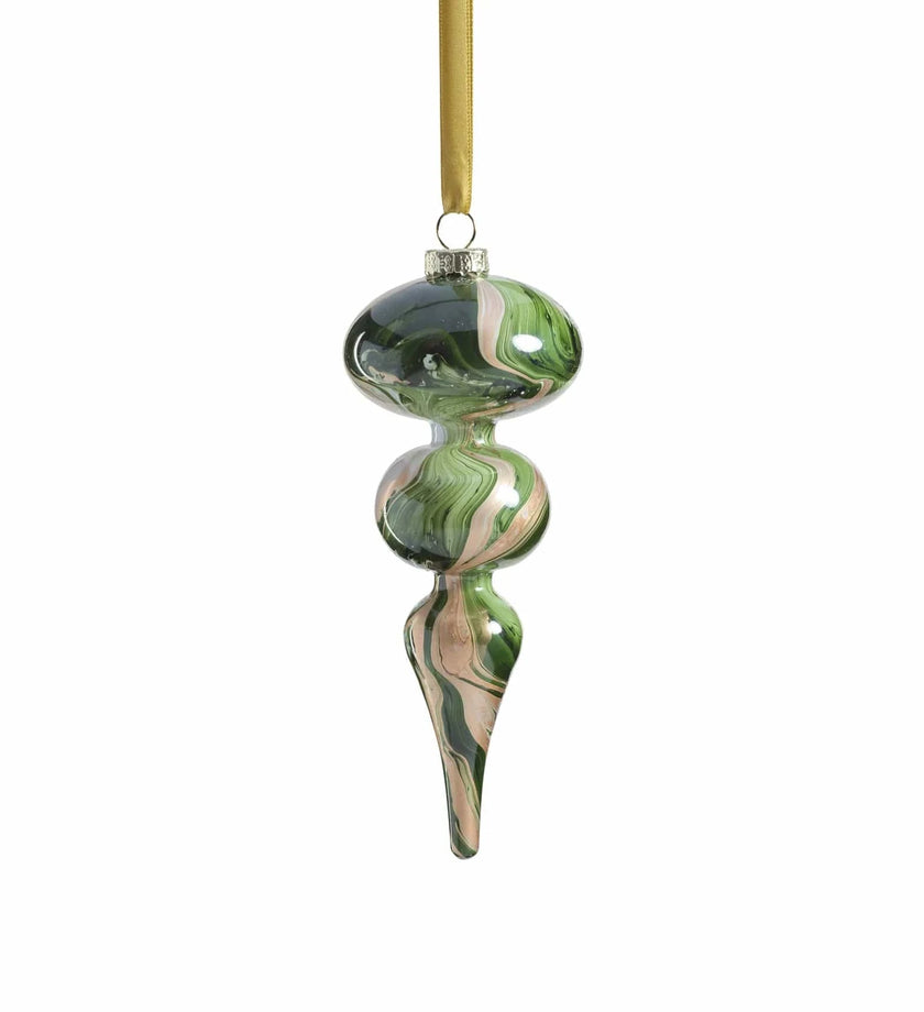 Solid Luster Watercolor Glass Ornament - Finial