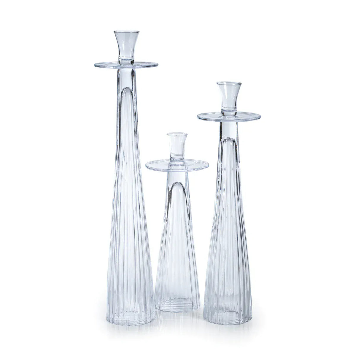 Zodax Tall Ribbed Glass Taper Holder - Clear Candle Holders