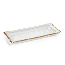 Zodax Textured Rectangular Tray with Gold Rim Decorative Trays