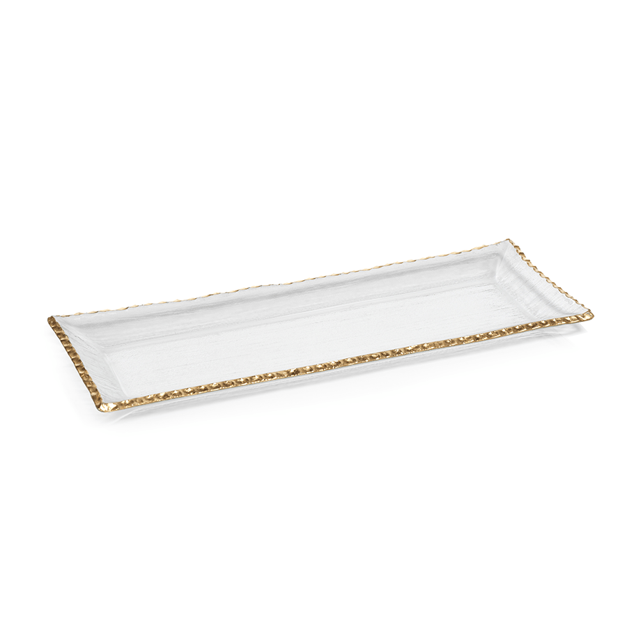 Zodax Textured Rectangular Tray with Gold Rim Decorative Trays