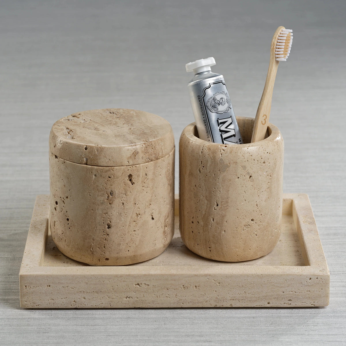 Zodax Travertine Marble Canister with Lid Decor IN-7825