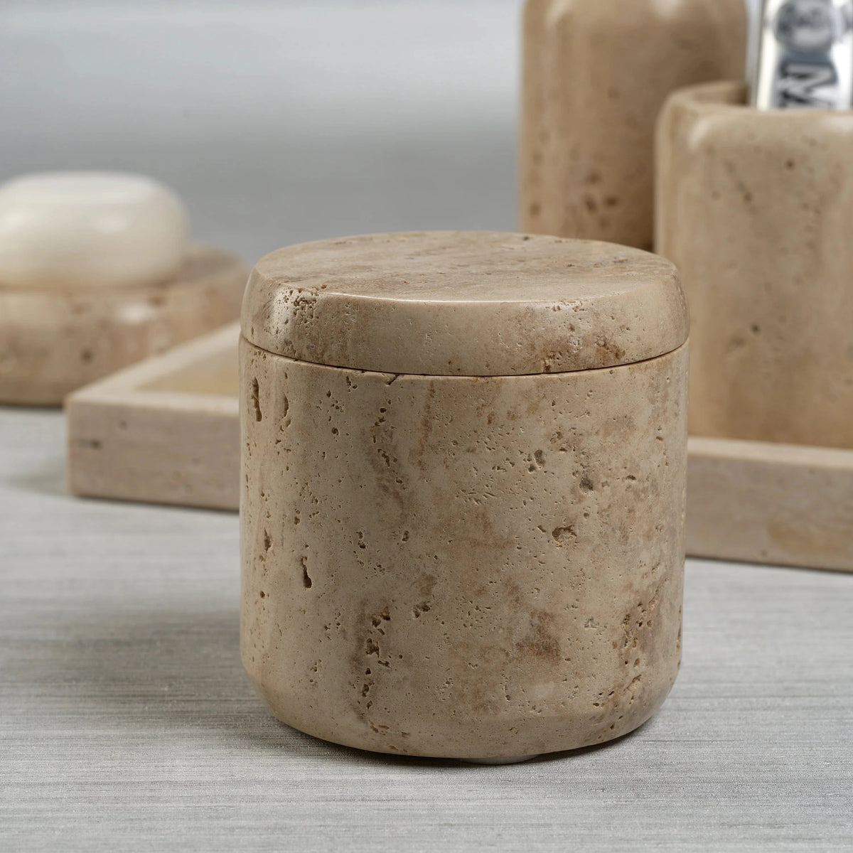 Zodax Travertine Marble Canister with Lid Decor IN-7825